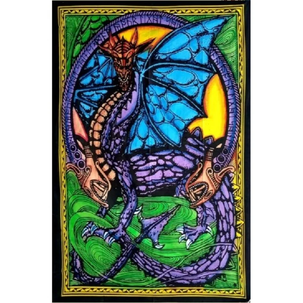 New Purple Blue Dragon Wings Tapestry Room Decor Wall Hanging GIFT Large Poster - Picture 1 of 5